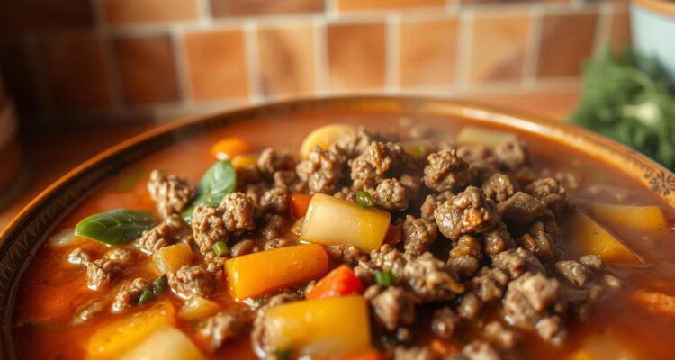 Zupa meksykańska z mięsem mielonym