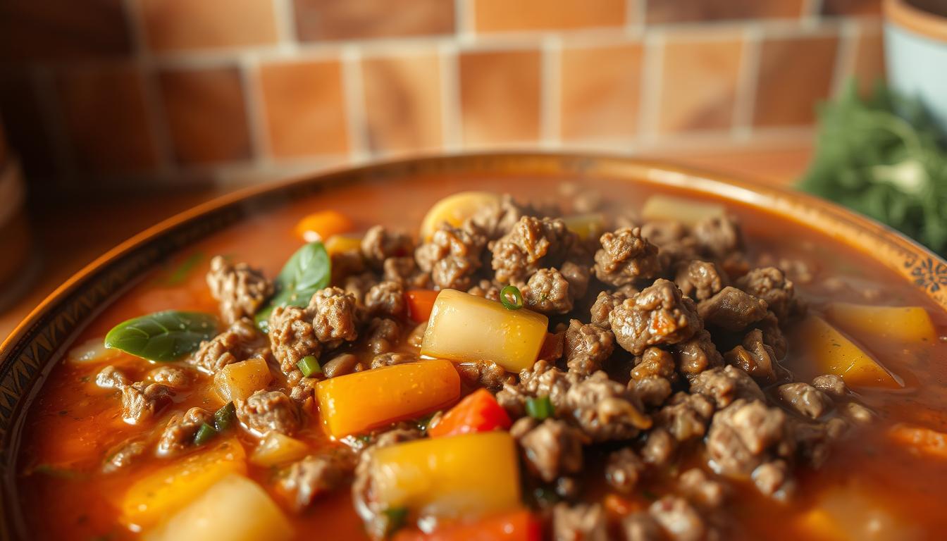 Zupa meksykańska z mięsem mielonym