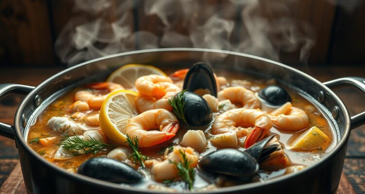 Zupa rybna z owocami morza