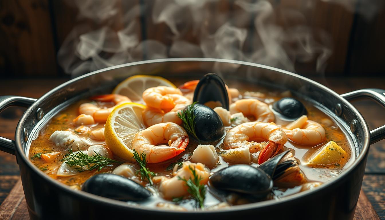 Zupa rybna z owocami morza